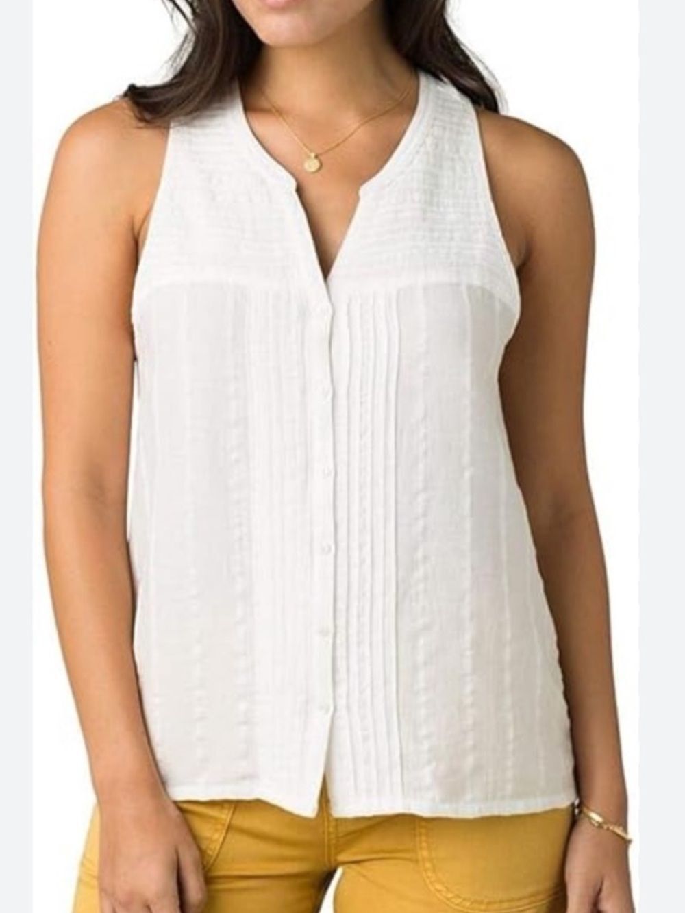 PRANA Nieves Tank Sleeveless Organic Cotton White Women’s Size XL